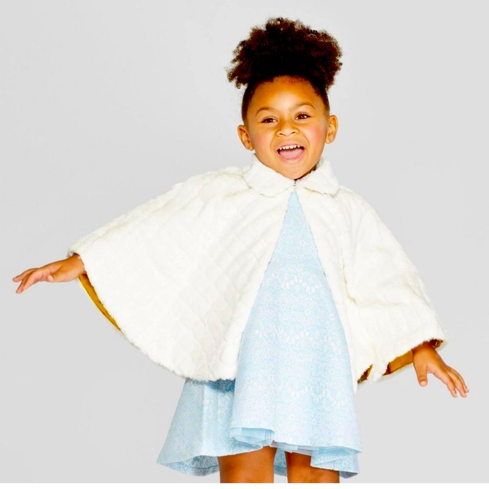 Genuine Kids— OshKosh— White Faur Fur and Gold Lined Jacket/Cape